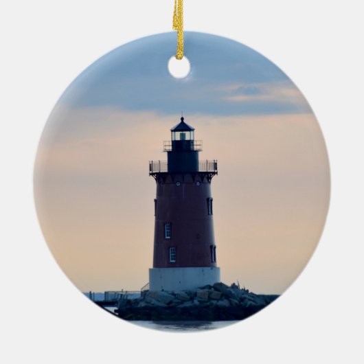 Delaware Breakwater Lighthouse Cape Henlopen Lewes Keramik Ornament (Hinten)