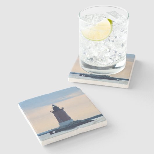 Delaware Breakwater Lighthouse Cape Henlopen Steinuntersetzer (Seitenansicht)