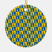 Delaware Checker Blue Gold Yellow Pattern Keramik Ornament (Vorne)