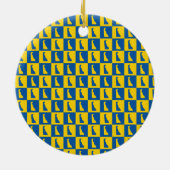 Delaware Checker Blue Gold Yellow Pattern Keramik Ornament (Hinten)