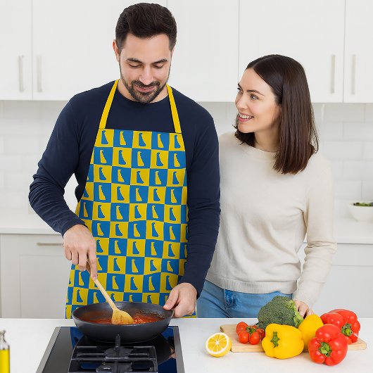 Delaware Checkerboard Blue Yellow Gold Pattern Schürze