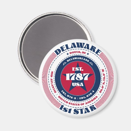 Delaware Circle Typografy Souvenir Magnet (Vorderseite/Rückseite)