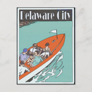 Delaware City, Bootsfahrt, im Vintage-Stil Postkarte