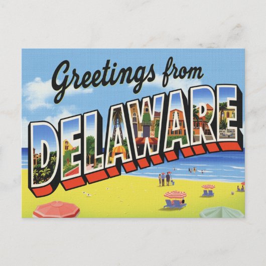 Delaware Coastal Beach Town Postkarte (Vorderseite)