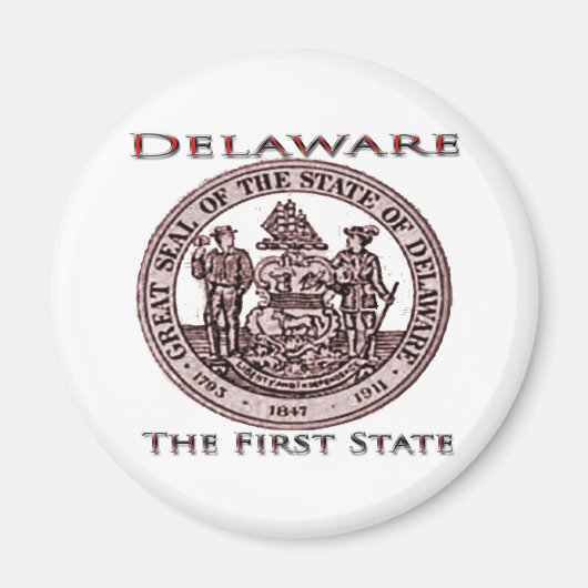Delaware Das erste Staat-Siegel Magnet (Vorne)