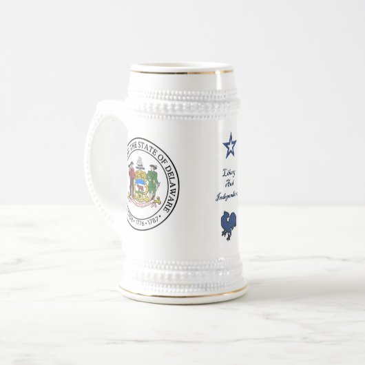 Delaware das erste Staats-Bier Stein Bierglas (Vorderseite Links)