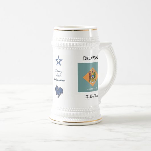 Delaware das erste Staats-Bier Stein Bierglas (VorderseiteRechts)
