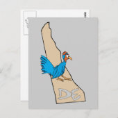 Delaware DE Map & Blue Hen Cartoon Art Motto Postkarte (Vorne/Hinten)
