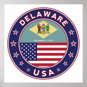 Delaware, Delaware, T - Shirt, Delaware, Aufkleber Poster
