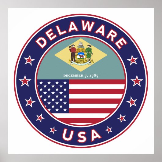Delaware, Delaware, T - Shirt, Delaware, Aufkleber Poster (Vorne)