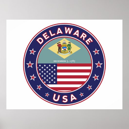 Delaware, Delaware, T - Shirt, Delaware, Aufkleber Poster (Vorne)