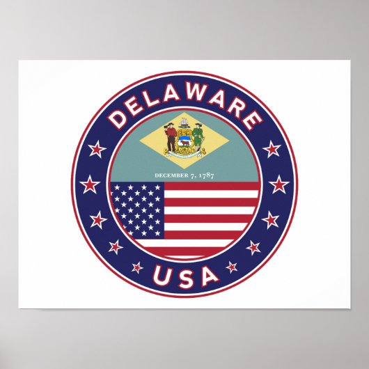 Delaware, Delaware, T - Shirt, Delaware, Aufkleber Poster (Vorne)