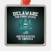 Delaware Der erste Staat Silbernes Ornament (Vorne)