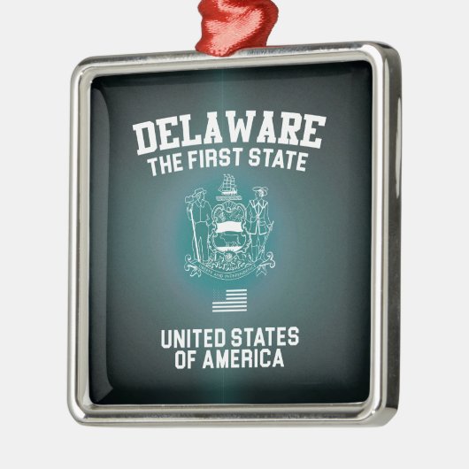 Delaware Der erste Staat Silbernes Ornament (Links)