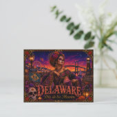 Delaware Día de los Muertos Retro Postkarte (Stehend Vorderseite)