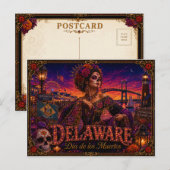 Delaware Día de los Muertos Retro Postkarte (Vorne/Hinten)
