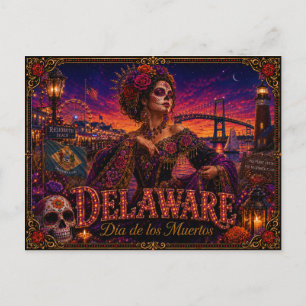 Delaware Día de los Muertos Retro Postkarte