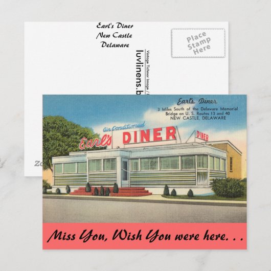 Delaware, Earls Diner Postkarte (Vorne/Hinten)