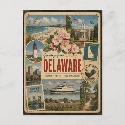 Delaware-echte Vintage-Style-Ansichtskarte Postkarte (Vorderseite)