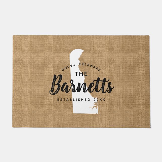 Delaware Family Monogram Staat Doormat Fußmatte (Vorderseite)