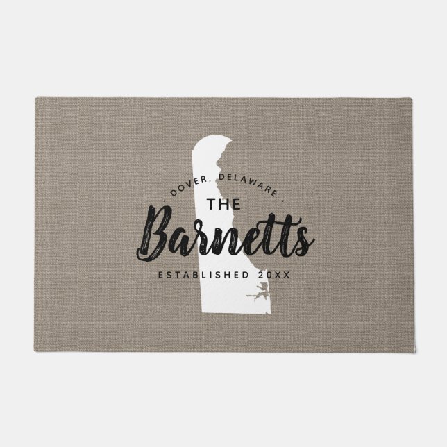 Delaware Family Monogram Staat Doormat Fußmatte (Vorderseite)