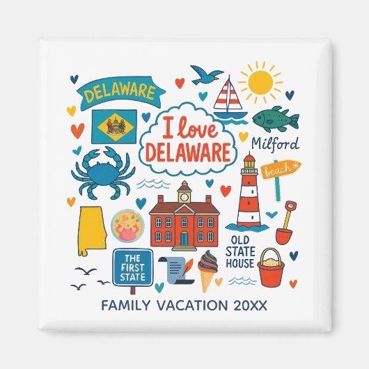 Delaware Family Trip Keepsake Personalized Magnet (Vorne)