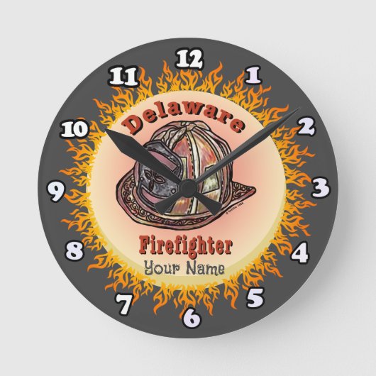 Delaware Feuerwehrmann-Uhr Runde Wanduhr (Vorderseite)