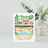 Delaware, First Staat USA Summer Travel Postkarte (Stehend Vorderseite)