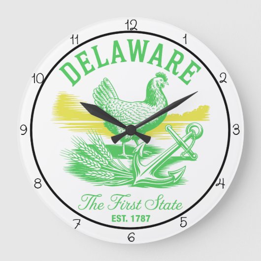 Delaware First State Große Wanduhr (Vorderseite)
