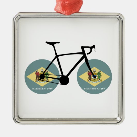 Delaware Flag Cycling Ornament Aus Metall (Vorne)