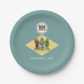 Delaware-Flagge & Siegel, Delaware Pappteller (Vorderseite)