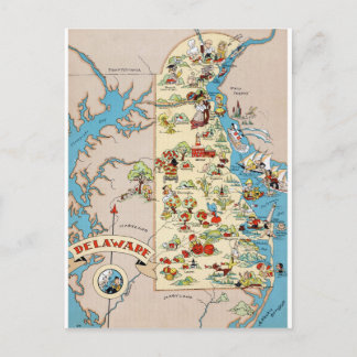 Delaware Funny Vintag Map Postkarte