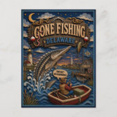 Delaware Gone Fishing Atlantischer Stör Postkarte (Vorderseite)