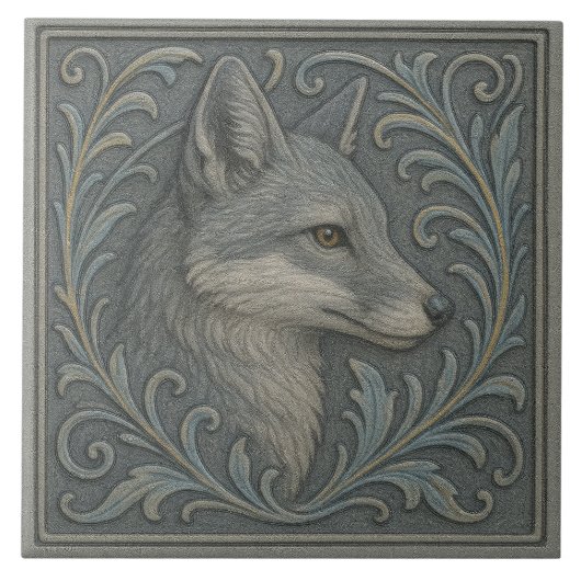 Delaware Gray Fox - Keramik Tile Fliese (Vorderseite)