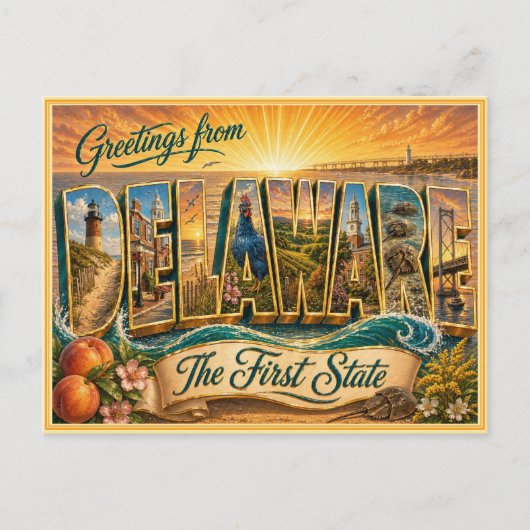 Delaware Gruß Von Postkarte Vintage (Vorderseite)