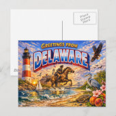 Delaware Grüße Postkarte (Vorne/Hinten)
