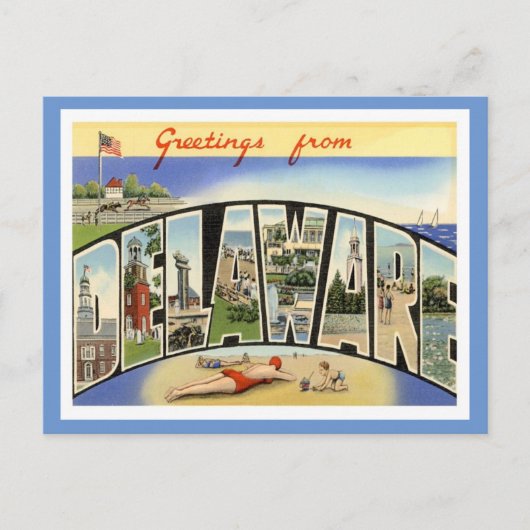 Delaware-Grüße von US-Staaten Postkarte (Vorderseite)