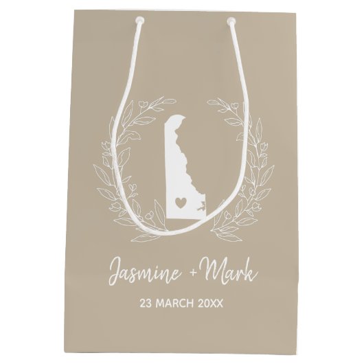 Delaware Hochzeit in Urlaubsort Family Wiedersehen Mittlere Geschenktüte (Rückseite)