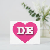 Delaware Hot Pink Heart - I Liebe DE Postkarte (Stehend Vorderseite)