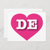 Delaware Hot Pink Heart - I Liebe DE Postkarte (Vorne/Hinten)