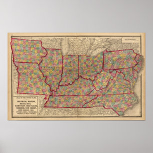 Delaware, Illinois, Indiana, Iowa North Carolina Poster