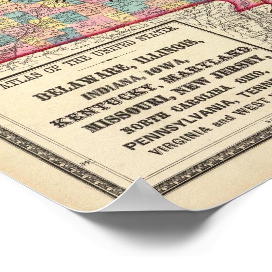 Delaware, Illinois, Indiana und Iowa Poster (Ecke)