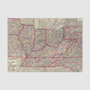 Delaware, Illinois, Indiana und Iowa Seidenpapier