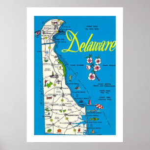Delaware-Karte 20x28 Poster Druck