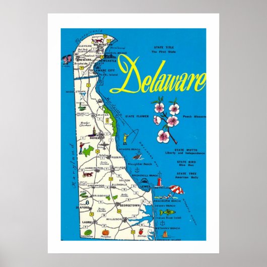 Delaware-Karte 20x28 Poster Druck (Vorne)