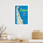 Delaware-Karte 20x28 Poster Druck (Küche)