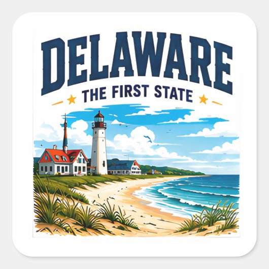 Delaware Küstenflucht Reise Quadratischer Aufkleber (Vorderseite)