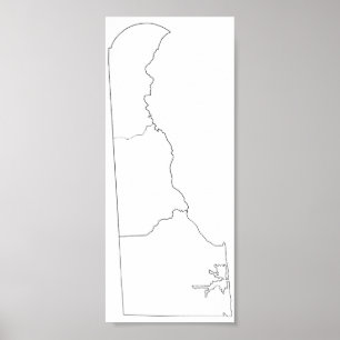 Delaware Landkreises Blank Kontur Map Poster