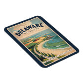 Delaware Leuchtturm Illustration Reise Kunst Retro Magnet (Rechte Seite)