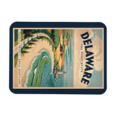 Delaware Leuchtturm Illustration Reise Kunst Retro Magnet (Horizontal)